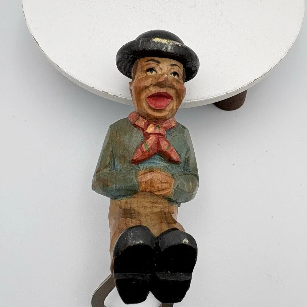 Hand Carved Black Forest Art Vintage Sitting Man Bottle Opener ANRI Style